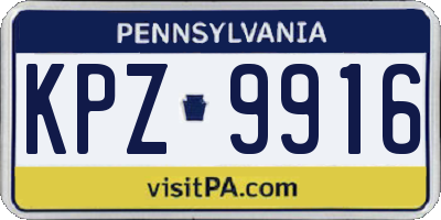 PA license plate KPZ9916