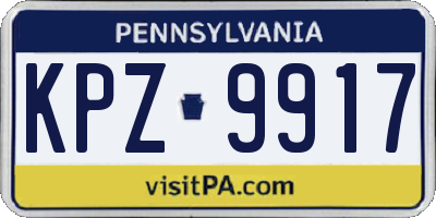 PA license plate KPZ9917