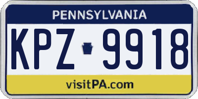 PA license plate KPZ9918