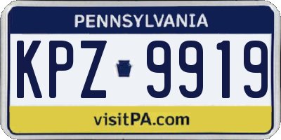 PA license plate KPZ9919
