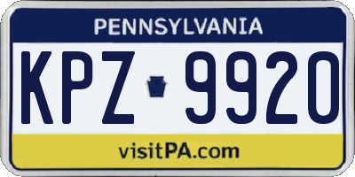 PA license plate KPZ9920