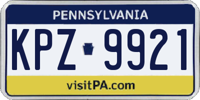 PA license plate KPZ9921