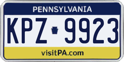 PA license plate KPZ9923