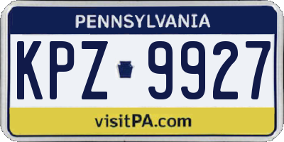 PA license plate KPZ9927