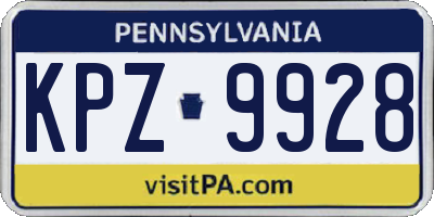 PA license plate KPZ9928