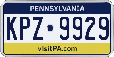 PA license plate KPZ9929