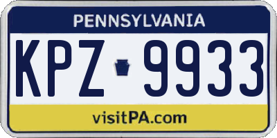 PA license plate KPZ9933