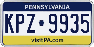 PA license plate KPZ9935