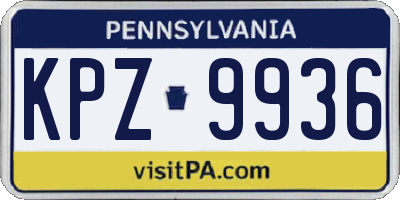 PA license plate KPZ9936