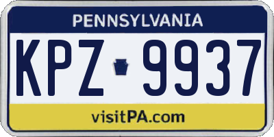PA license plate KPZ9937