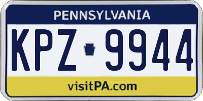 PA license plate KPZ9944