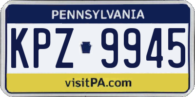 PA license plate KPZ9945