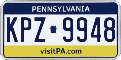 PA license plate KPZ9948