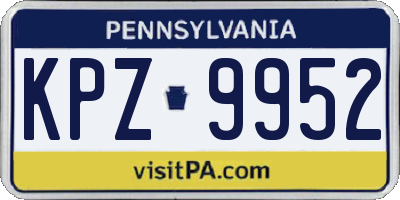 PA license plate KPZ9952