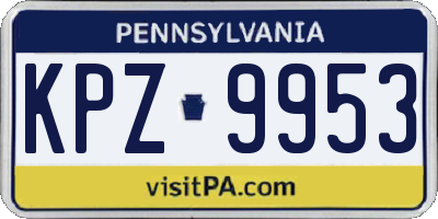 PA license plate KPZ9953