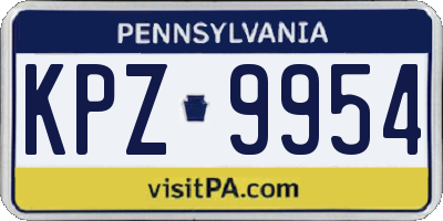 PA license plate KPZ9954