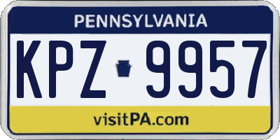 PA license plate KPZ9957