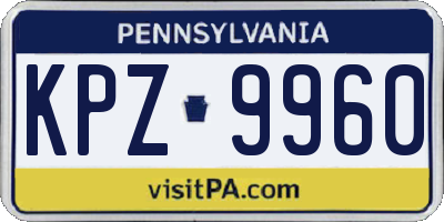 PA license plate KPZ9960