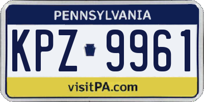 PA license plate KPZ9961