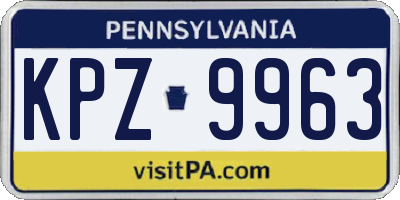 PA license plate KPZ9963