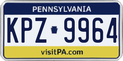 PA license plate KPZ9964