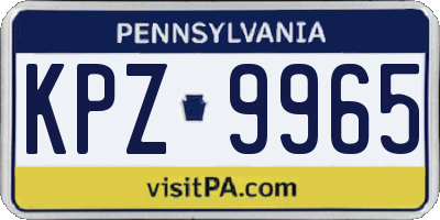 PA license plate KPZ9965