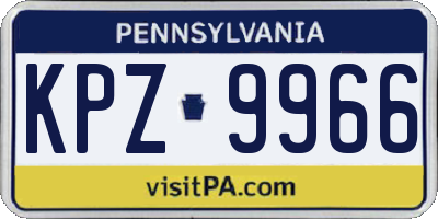 PA license plate KPZ9966