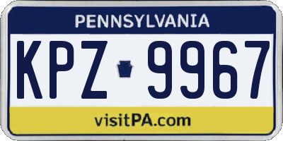PA license plate KPZ9967