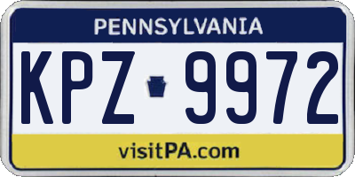 PA license plate KPZ9972