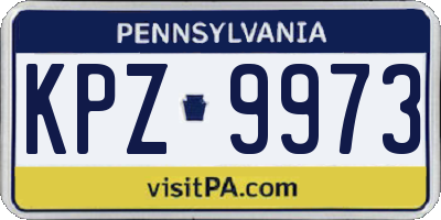 PA license plate KPZ9973