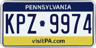 PA license plate KPZ9974