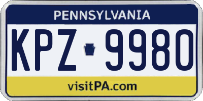 PA license plate KPZ9980