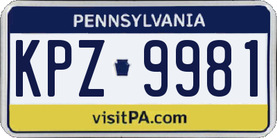 PA license plate KPZ9981