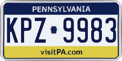 PA license plate KPZ9983