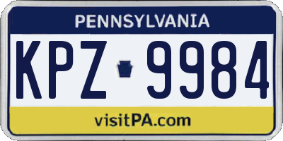 PA license plate KPZ9984