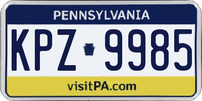 PA license plate KPZ9985