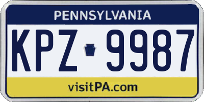 PA license plate KPZ9987
