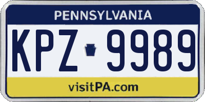 PA license plate KPZ9989