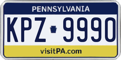 PA license plate KPZ9990