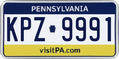 PA license plate KPZ9991