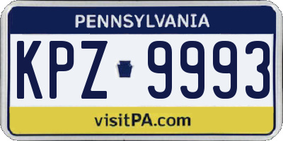 PA license plate KPZ9993