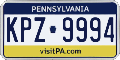 PA license plate KPZ9994