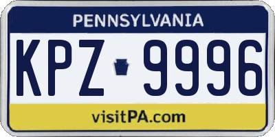 PA license plate KPZ9996