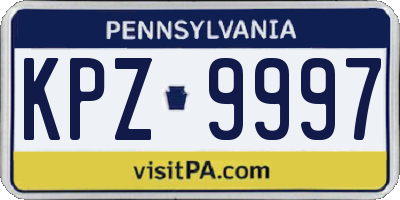 PA license plate KPZ9997