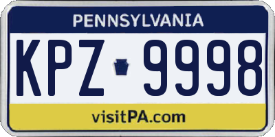 PA license plate KPZ9998