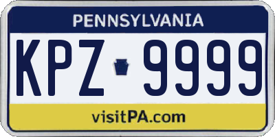 PA license plate KPZ9999