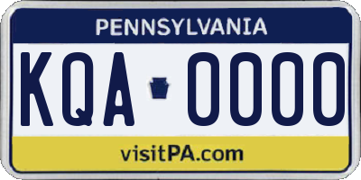 PA license plate KQA0000