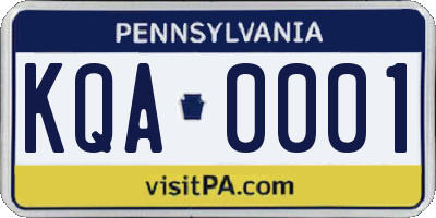 PA license plate KQA0001