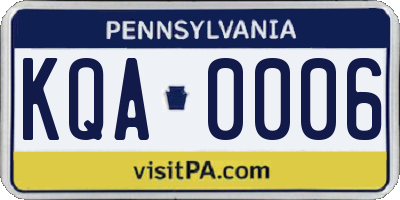 PA license plate KQA0006