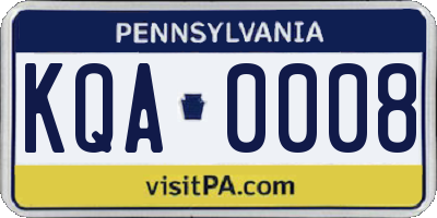 PA license plate KQA0008